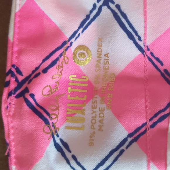 Lilly Pulitzer Fairway Performance Shorts Pink Tropics Glow & Flow Argyle - Picture 16 of 16